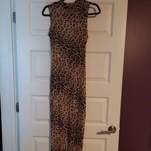 Cheetah print ankle length sheer swimsuit coverup